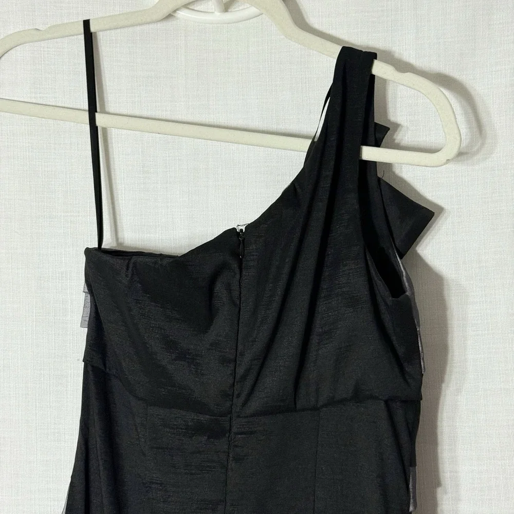 Betsy & Adam One Shoulder Mermaid Gown Black Gray Formal Prom Evening Dress 8‎ - Picture 7 of 10